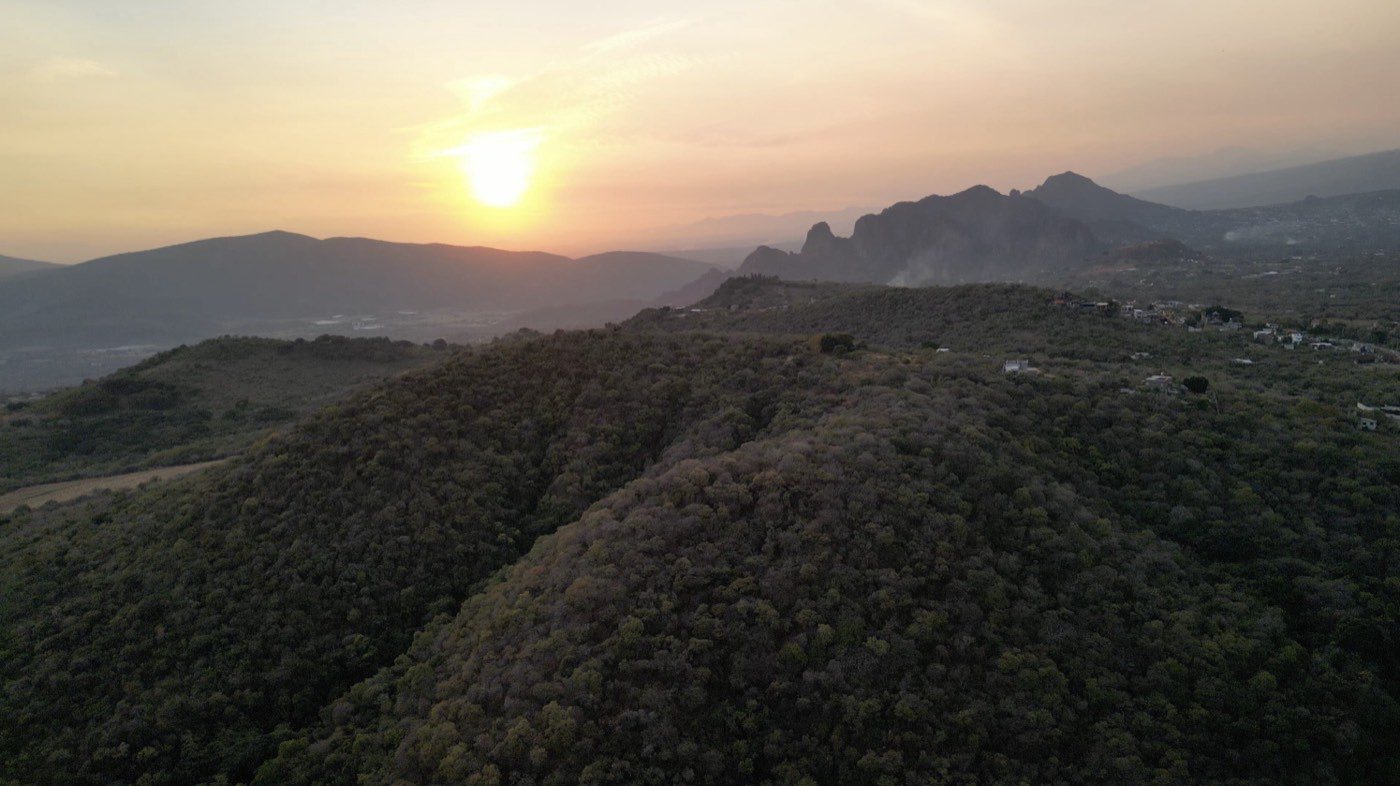 Sunset over the mountain valley