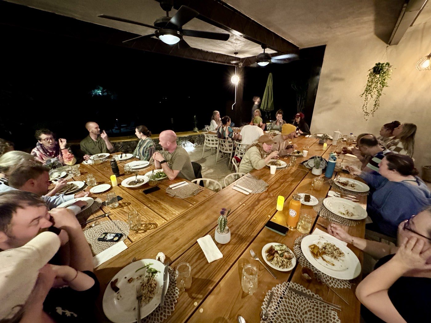 Shared meal around the long table